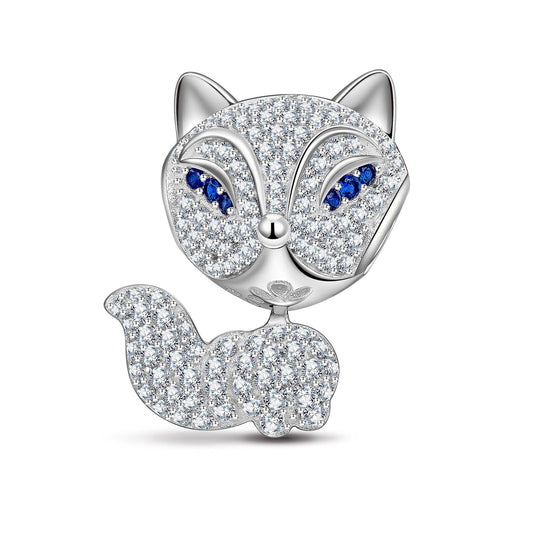 gona- Gorgeous Long-Tailed Fox Tarnish-resistant Silver Dangle Charms In White Gold Plated