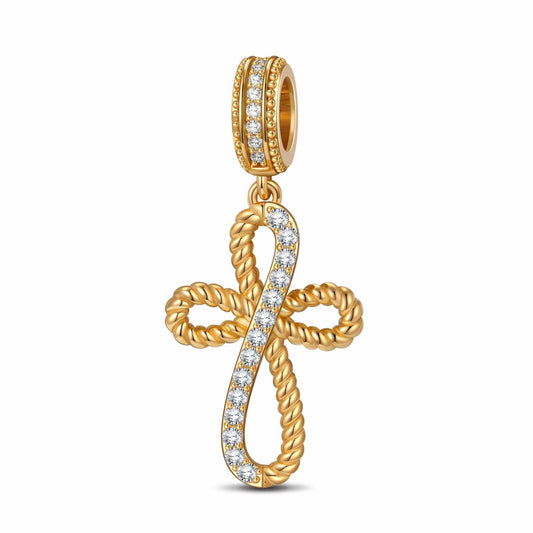 gona- Grace Cross Tarnish-resistant Silver Dangle Charms In 14K Gold Plated