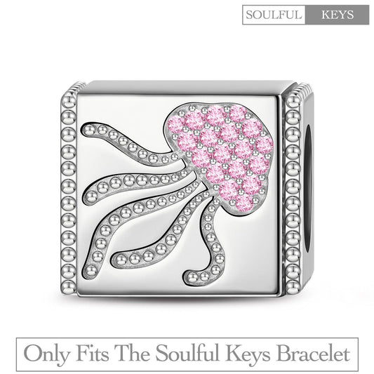 gona- Ethereal Jellyfish Tarnish-resistant Silver Rectangular Charms In White Gold Plated