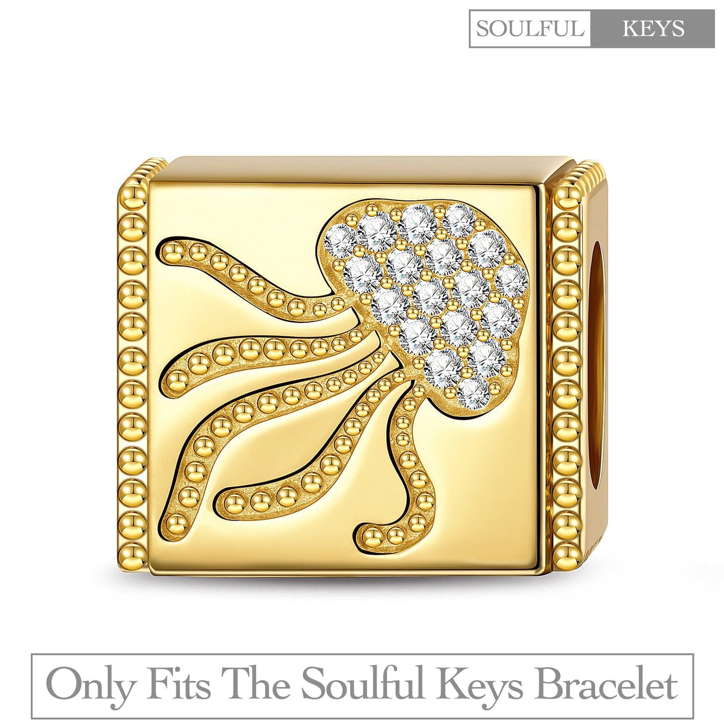 Ethereal Jellyfish Tarnish-resistant Silver Rectangular Charms In 14K Gold Plated