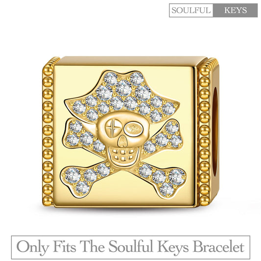 gona- Pirate Captain Tarnish-resistant Silver Rectangular Charms In 14K Gold Plated