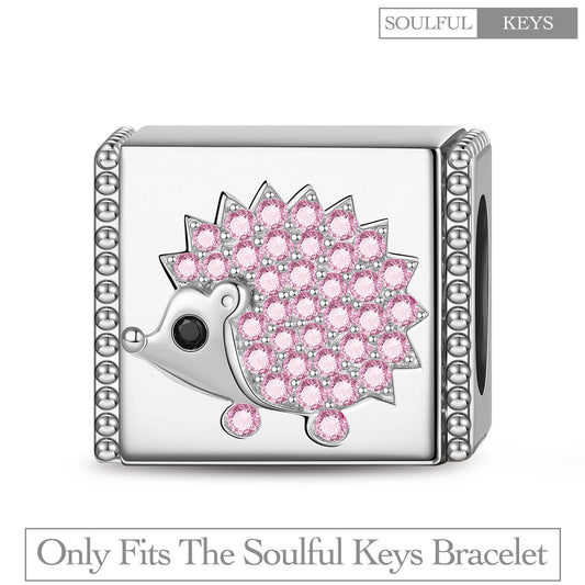 gona- Playful Hedgehog Tarnish-resistant Silver Rectangular Charms In White Gold Plated