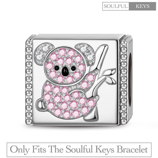 gona- Eucalyptus-loving Koala Tarnish-resistant Silver Rectangular Charms With Enamel In White Gold Plated