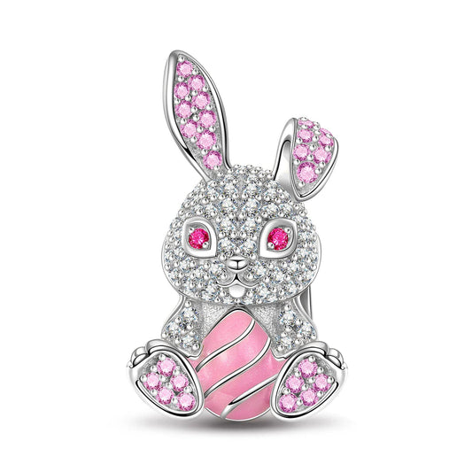 gona- Shining Easter Bunny Tarnish-resistant Silver Charms With Enamel In White Gold Plated