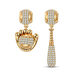 Baseball Tarnish-resistant Silver Dangle Charms In 14K Gold Plated