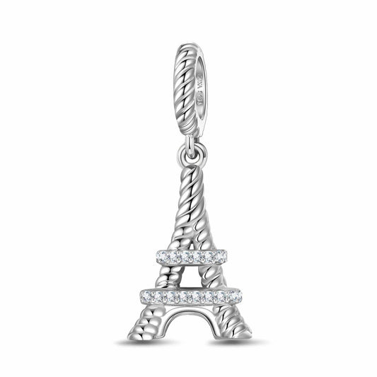 gon- Eiffel Tower Tarnish-resistant Silver Dangle Charms In White Gold Plated