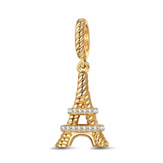gon- Eiffel Tower Tarnish-resistant Silver Dangle Charms In 14K Gold Plated