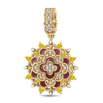 Clover Blossom Tarnish-resistant Silver Charms With Enamel In 14K Gold Plated