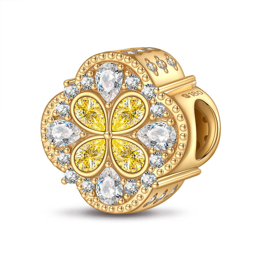 gona- Clover Shining Tarnish-resistant Silver Charms In 14K Gold Plated