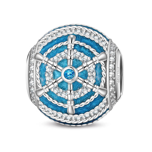 gona- Riding the Waves Tarnish-resistant Silver Charms With Enamel In White Gold Plated