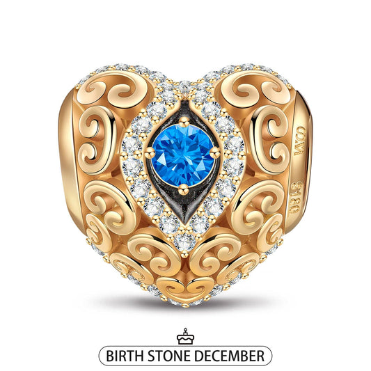gona- Heart of Grace December Birthstone Tarnish-resistant Silver Charms With Enamel In 14K Gold Plated