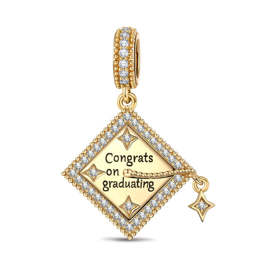 gon- Customizable Engraving Congrats on Graduating Tarnish-resistant Silver Dangle Charms In 14K Gold Plated