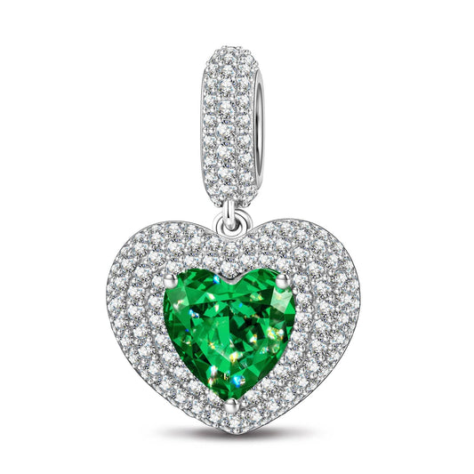 gona- Emerald Heart Tarnish-resistant Silver Dangle Charms In White Gold Plated