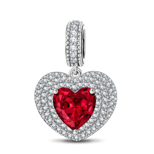 gona- Ruby Flames Tarnish-resistant Silver Dangle Charms In White Gold Plated