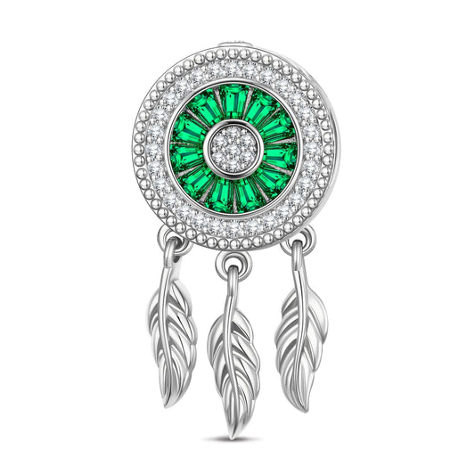 gona- Mystical Dreamcatcher Tarnish-resistant Silver Dangle Charms In White Gold Plated