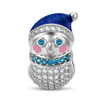 Cutie Snowman Tarnish-resistant Silver Charms With Enamel In White Gold Plated