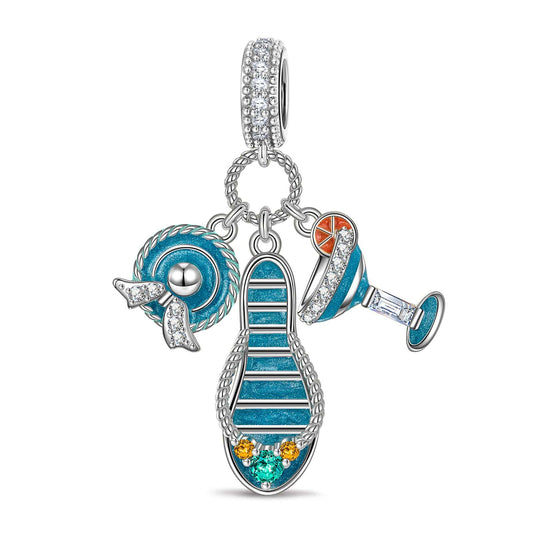 gona- Summer Splendor Tarnish-resistant Silver Dangle Charms With Enamel In White Gold Plated