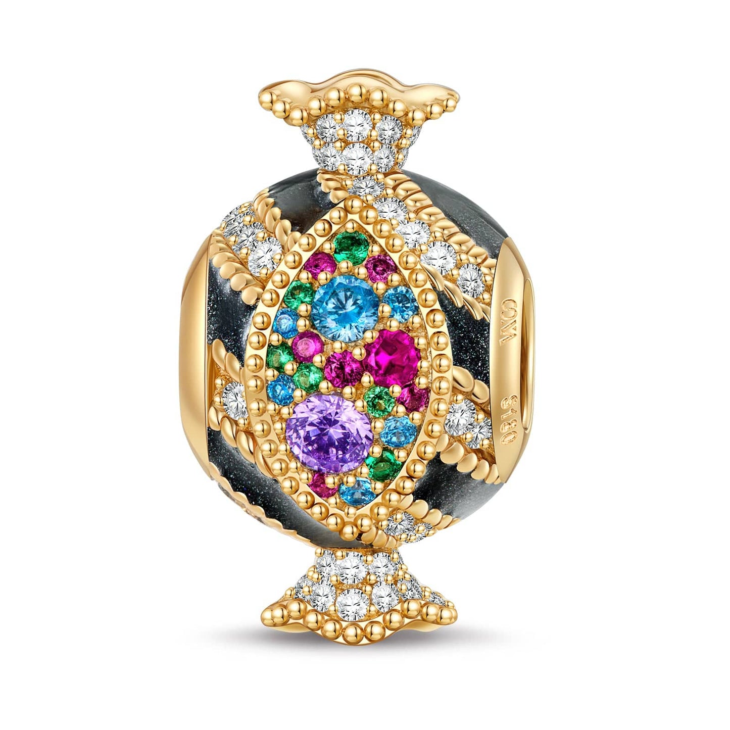 Rainbow Candy Tarnish-resistant Silver Charms With Enamel In 14K Gold Plated