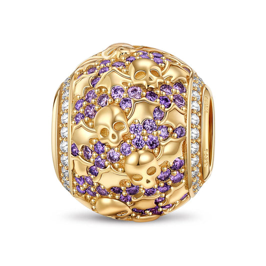 gona- Flying Skull Tarnish-resistant Silver Charms In 14K Gold Plated