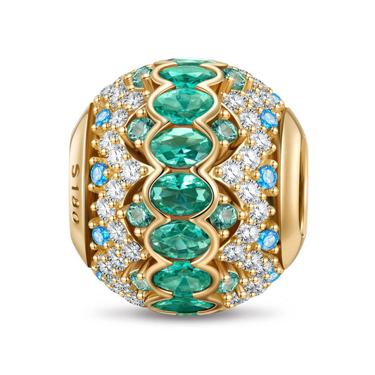 gona- Radiant Emerald Festivity Tarnish-resistant Silver Charms In 14K Gold Plated