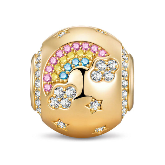 gon- Celestial Rainbow Tarnish-resistant Silver Charms In 14K Gold Plated