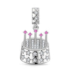 Cake Celebration Tarnish-resistant Silver Dangle Charms In White Gold Plated