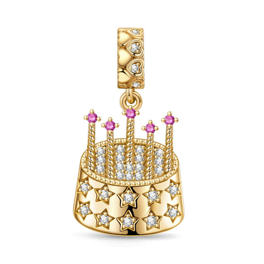 gona- Cake Celebration Tarnish-resistant Silver Dangle Charms In 14K Gold Plated