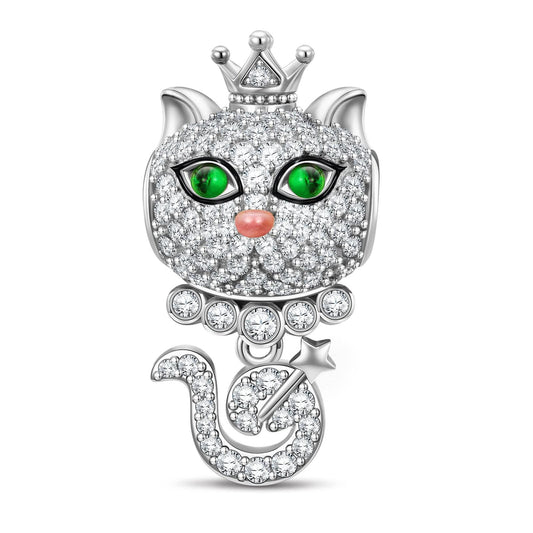 gona- Sovereign Feline Tarnish-resistant Silver Dangle Charms In White Gold Plated
