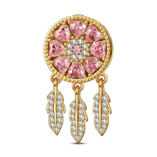 gon- Dewdrop DreamcatcherTarnish-resistant Silver Dangle Charms In 14K Gold Plated