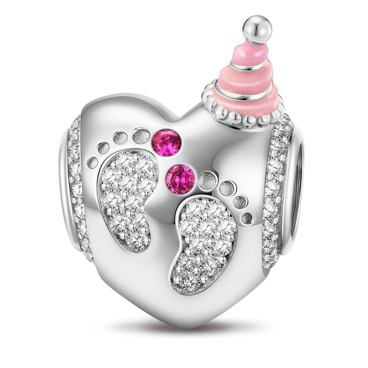 gona- Cherished Beginnings Tarnish-resistant Silver Charms With Enamel In White Gold Plated