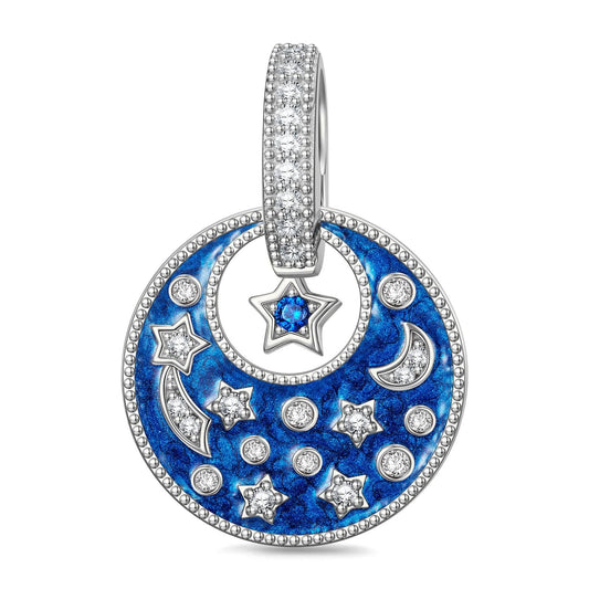 gona- Stellar Encompass Tarnish-resistant Silver Dangle Charms With Enamel In White Gold Plated