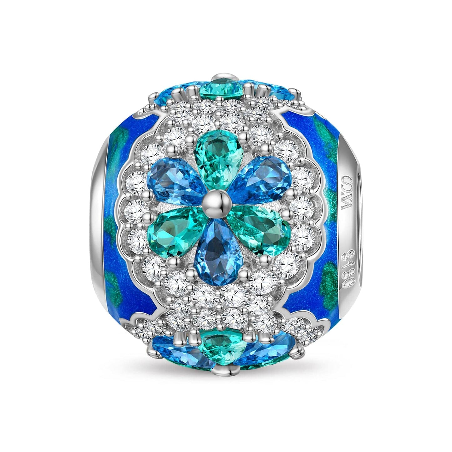 Petal Shade Tarnish-resistant Silver Charms With Enamel In White Gold Plated