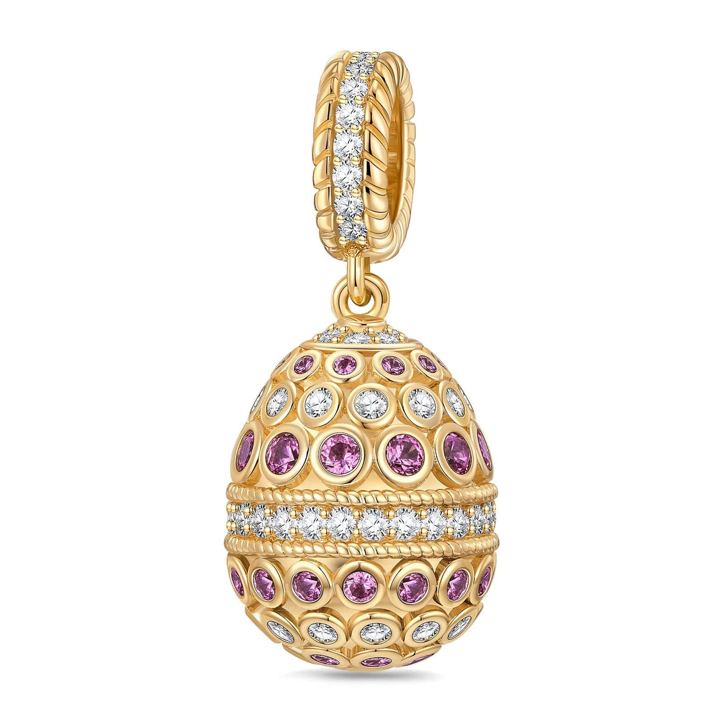 Renewal Bloom Tarnish-resistant Silver Easter Egg Dangle Charms In 14K Gold Plated
