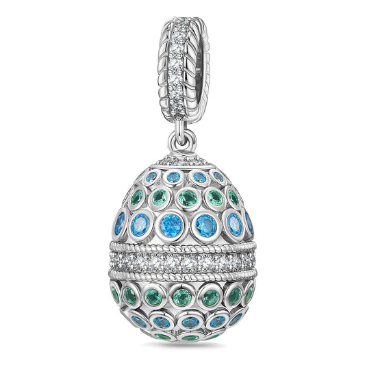 gona- Life's Revival Tarnish-resistant Silver Easter Egg Dangle Charms In White Gold Plated