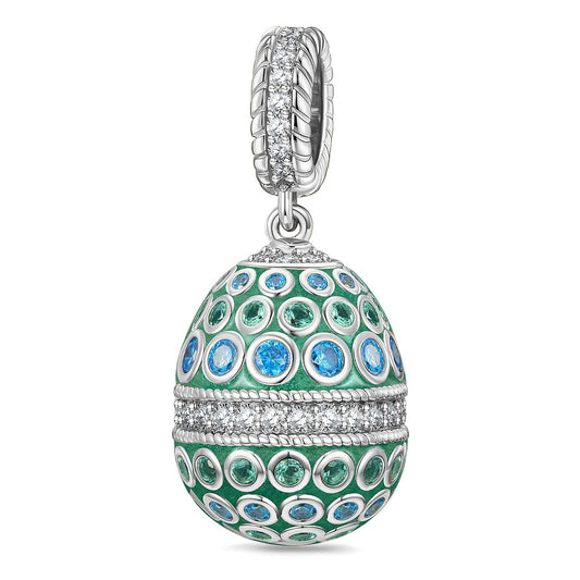 gona- Spring Pulse Tarnish-resistant Silver Easter Egg Dangle Charms With Enamel In White Gold Plated