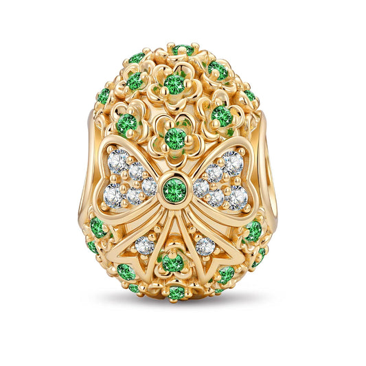 gona- Blossom of Renewal Tarnish-resistant Silver Easter Egg Charms In 14K Gold Plated