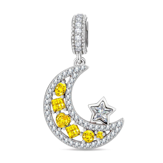 gon- Brilliant Moon Tarnish-resistant Silver Dangle Charms In White Gold Plated