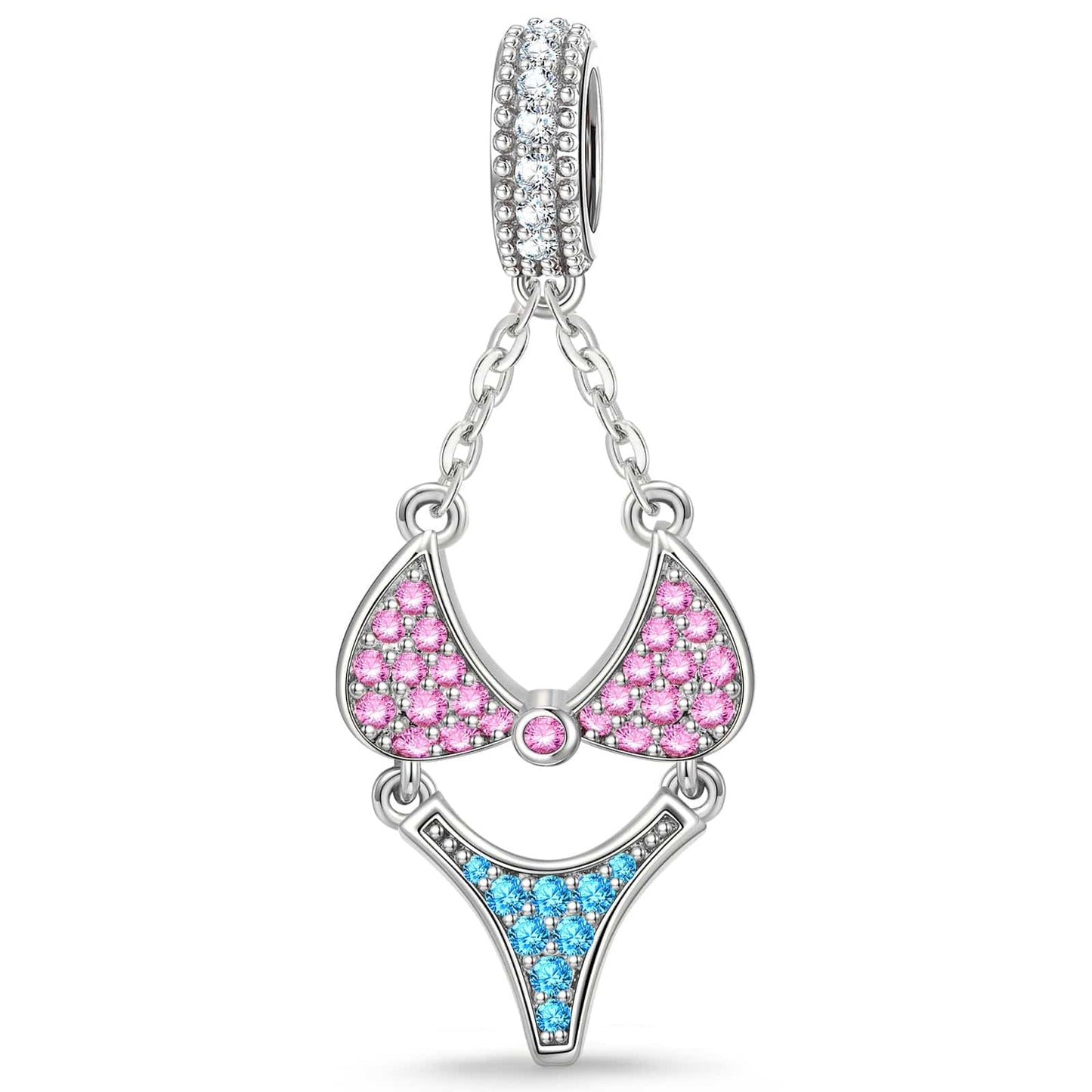 Vacation and Bikini Tarnish-resistant Silver Dangle Charms In White Gold Plated