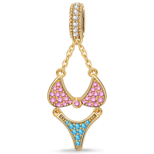 gon- Vacation and Bikini Tarnish-resistant Silver Dangle Charms In 14K Gold Plated