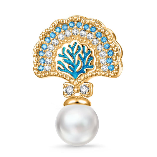 gon- Shells and Corals Tarnish-resistant Silver Dangle Charms With Enamel In 14K Gold Plated