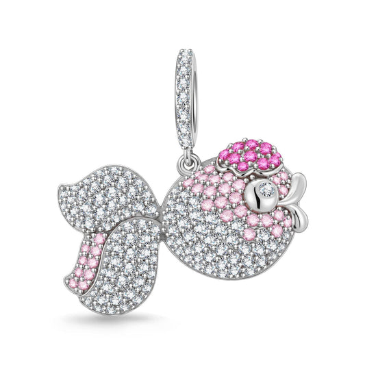 gon- Playful Goldfish Tarnish-resistant Silver Dangle Charms In White Gold Plated
