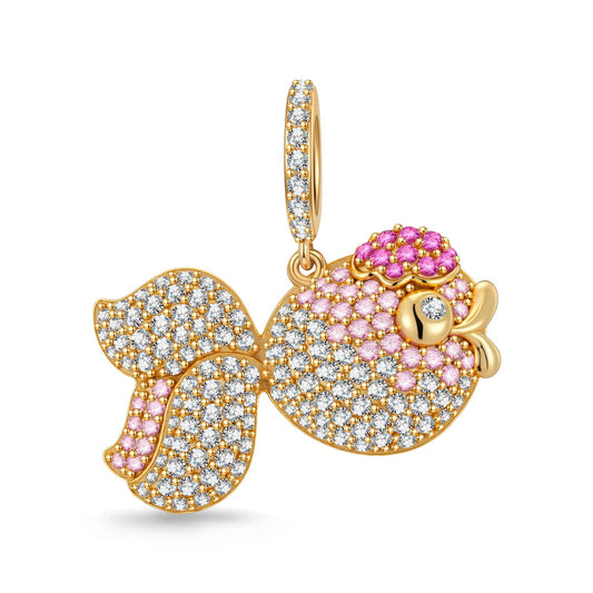 gon- Playful Goldfish Tarnish-resistant Silver Dangle Charms In 14K Gold Plated