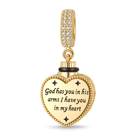 gona- Heart Memorial Urn Ashes Photo Pendant Tarnish-resistant Silver Dangle Charms In 14K Gold Plated