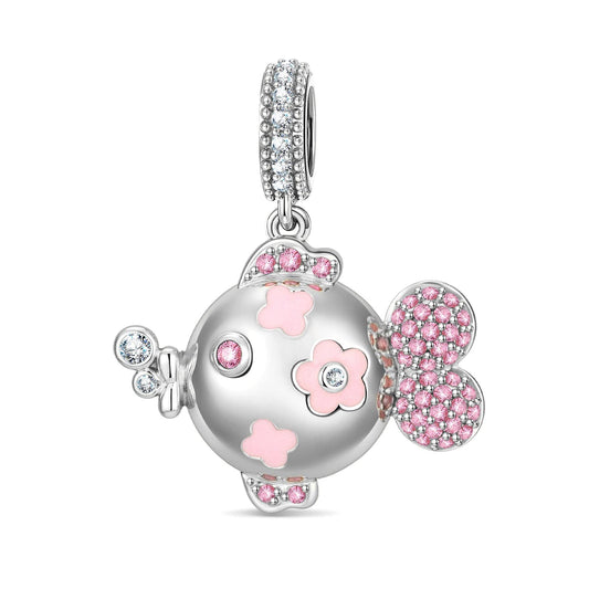 gon- Adorable Fish Tarnish-resistant Silver Dangle Charms With Enamel In White Gold Plated