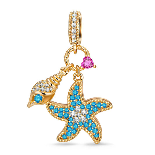 gon- Dreamy Starfish Tarnish-resistant Silver Dangle Charms In 14K Gold Plated