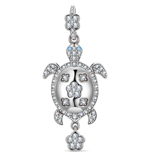 gon- Serene Turtle Tarnish-resistant Silver Dangle Charms In White Gold Plated