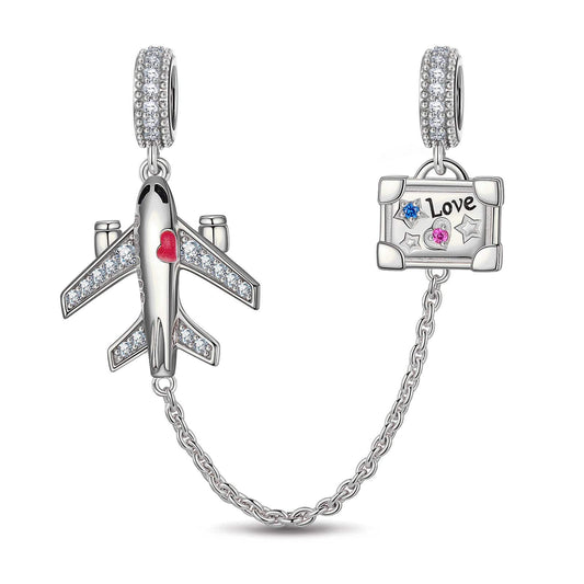 gon- Journey to Love Tarnish-resistant Silver Dangle Charms With Enamel In White Gold Plated
