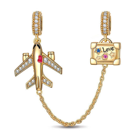 gon- Journey to Love Tarnish-resistant Silver Dangle Charms With Enamel In 14K Gold Plated