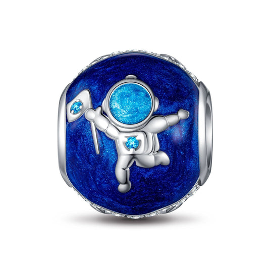 gona- Sterling Silver Mysterious Galaxy Charms With Enamel In White Gold Plated