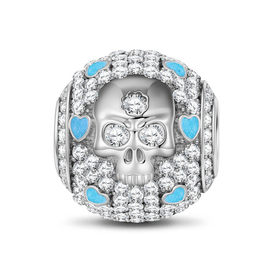 gona- Sterling Silver Halloween & Skull Charms With Enamel In White Gold Plated